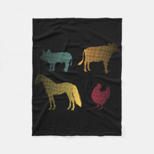 Cobertor De Velo Galinha Cavalo Porco Vaca Fazenda Fazendeiro Retro
