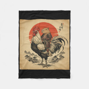 Cobertor De Velo Galinha Frango Galo Capyra Samurai Japonês Vintage