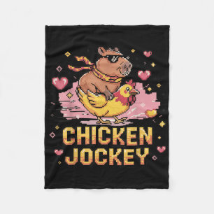 Cobertor De Velo Galinha Jockey Capybara Andando Pixel Art Gamer Me