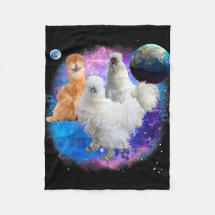 Cobertor De Velo Galinha Silkie Engraçada Na Galáxia, Galinha Silki