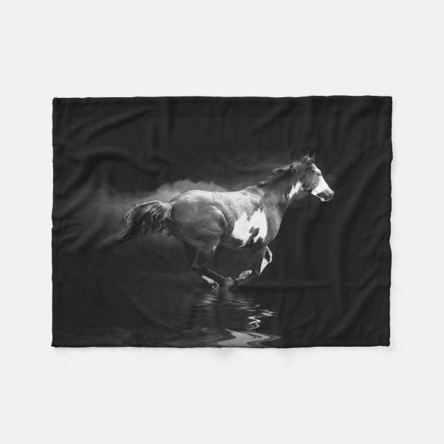 Cobertor De Velo Galloping Pinto Horse and Smoke (Frente (Horizontal))