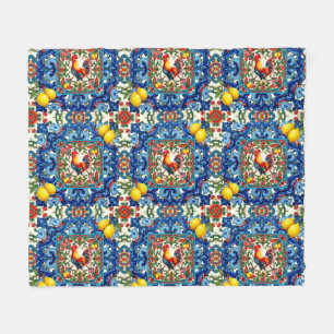 Cobertor De Velo Galo colorido,Mediterrâneo,mosaico,limão