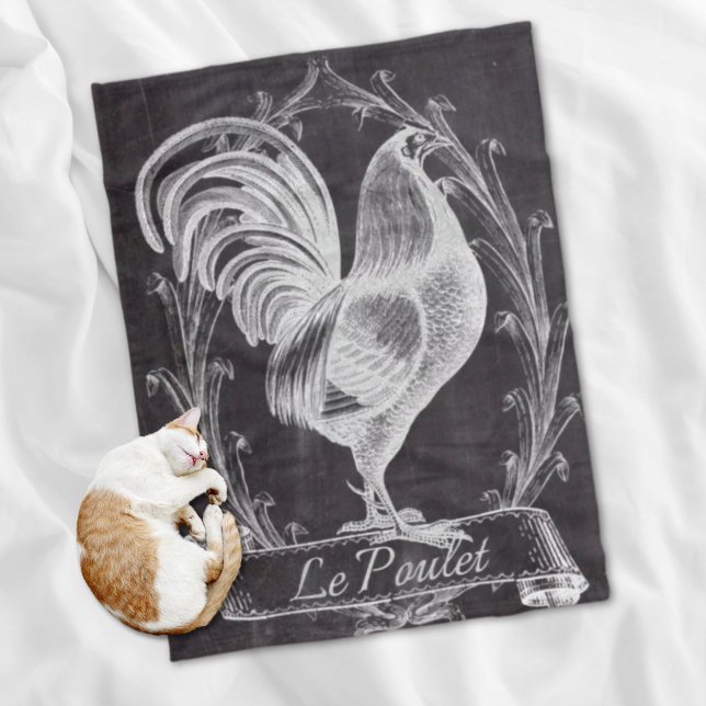 Cobertor De Velo galo rústico do campo chic (rustic chic blackboard french country rooster fleece blanket)