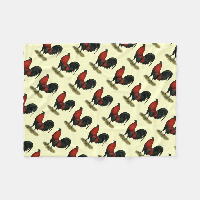 Cobertor De Velo Galo Vermelho Preto BB Jogo Americano (Frente (Horizontal))