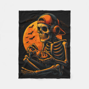 Cobertor De Velo Gamer Assustador de Halloween Esqueleto Sinistro J