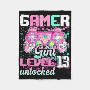 Cobertor De Velo Gamer Girl Level 13 Unlocked Video Game 13 Birth