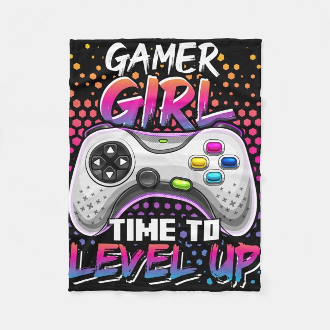 Cobertor De Velo Gamer Girl Time To Level Up Video Game Birthday Gi (Frente)