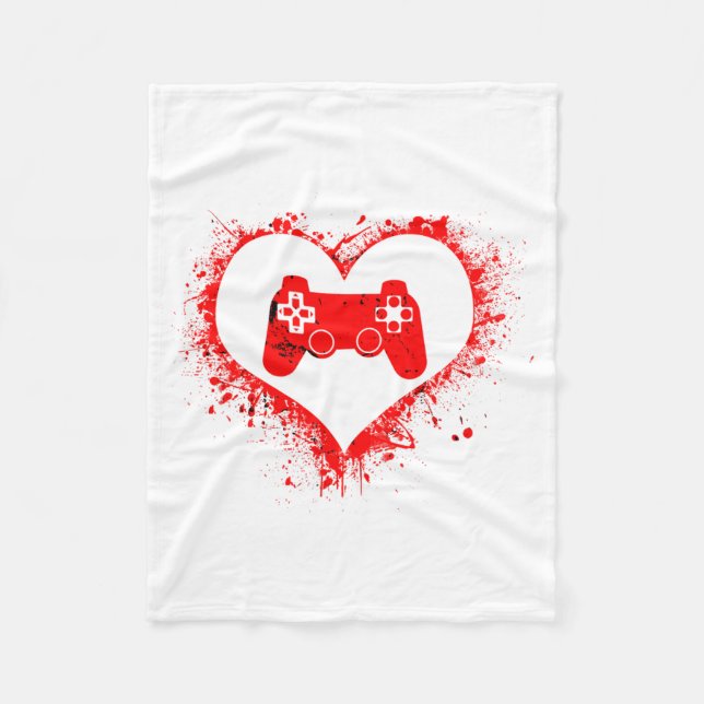 Cobertor De Velo Gamer Heart Valentines Day Video Games Boys Kids T (Frente)