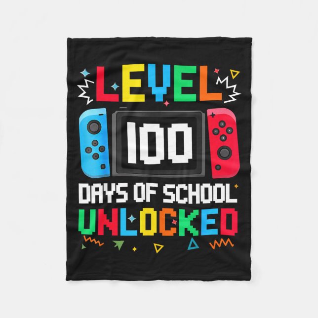 Cobertor De Velo Gamer Level Unlocked 100 Days Of School Student Bo (Frente)