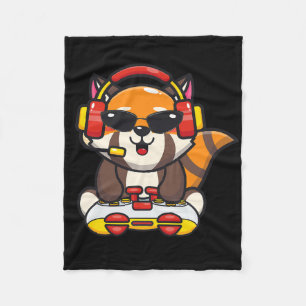 Cobertor De Velo Gamer Panda Vermelho Engraçado Amante de Pandas Ve