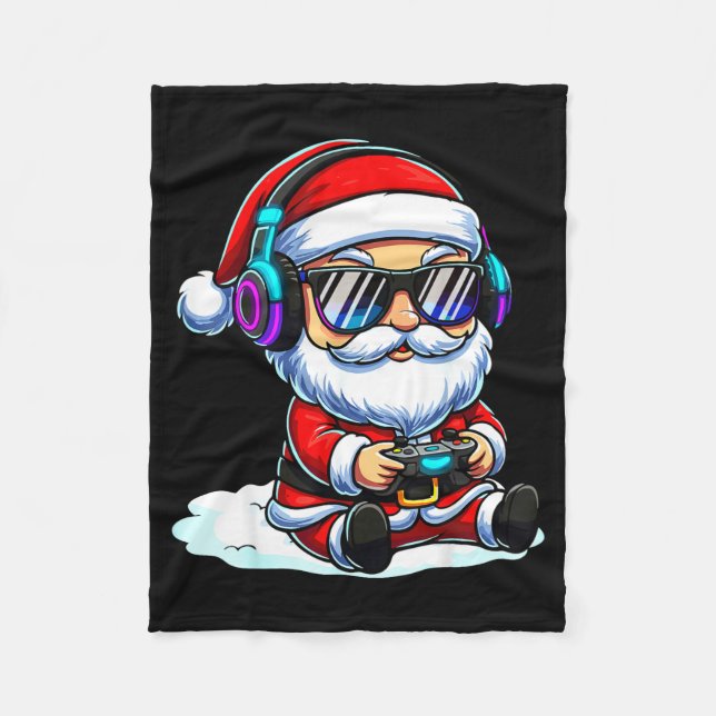 Cobertor De Velo Gamer Santa Video Game Christmas Gaming  (Frente)
