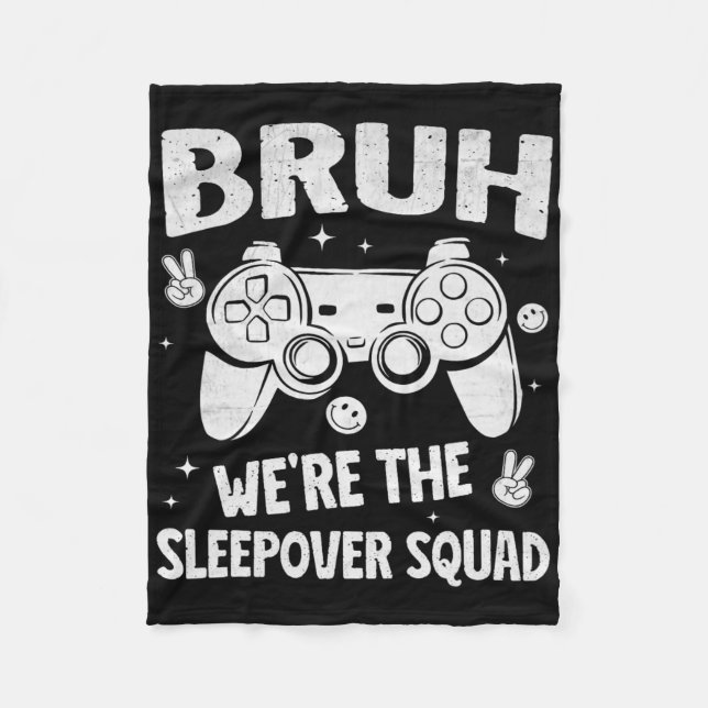 Cobertor De Velo Gamer Sleepover Party For Boys Funny Bruh Slumber  (Frente)