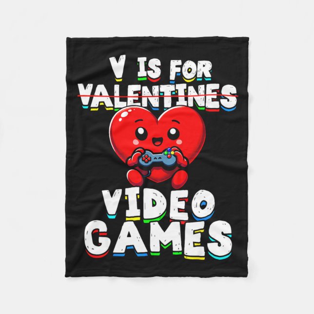 Cobertor De Velo Gamer Valentines V For Video Games Boys Funny Hear (Frente)