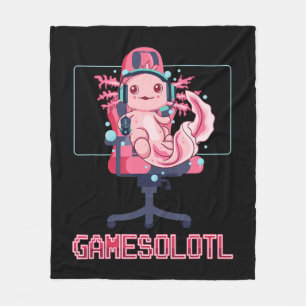 Cobertor De Velo Gamesolotl Axolotl Vídeo Gamer Kawaii Animação
