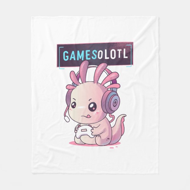 Cobertor De Velo Gamesolotl - Gamer Axolotl (Frente)