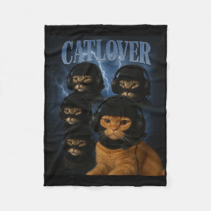 Cobertor De Velo Gangue de Gamer Amante de Gatos Em Headsets Laclav