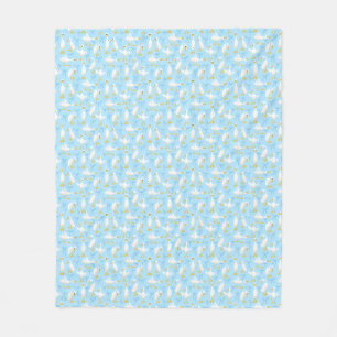 Cobertor De Velo Gansos Tontos e Laços Coquete em Branco sobre Azul