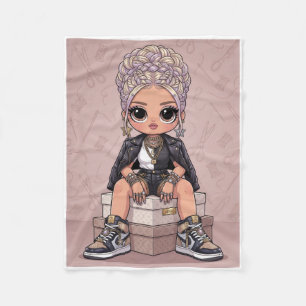 Cobertor De Velo Garota Chibi Estilizada Fofa com Blusão de Fleece