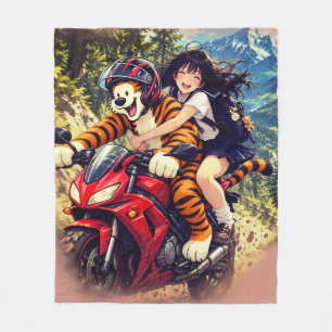 Cobertor De Velo Garota de Anime e Moto Tiger –