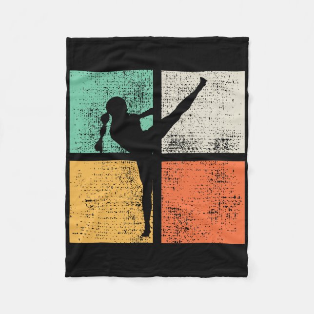 Cobertor De Velo Garota de Kickboxing Muay Thai Kickboxer  (Frente)