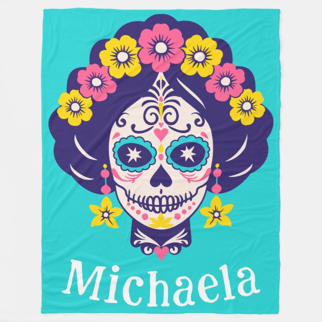 Cobertor De Velo Garota Floral de Açúcar Personalizada (Frente)