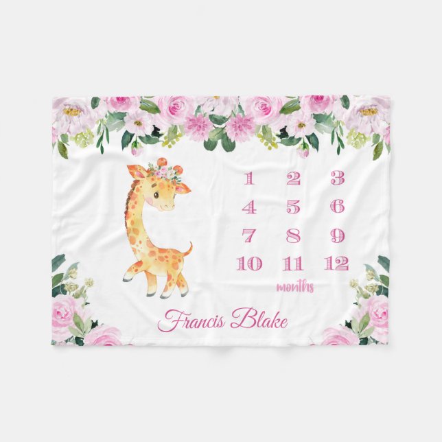 Cobertor De Velo Garota Namorada Garota Girafa Milestone Blanket co (Frente (Horizontal))