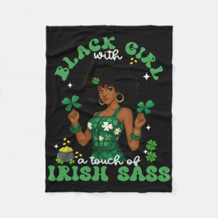 Cobertor De Velo Garota Negra Com S Irlandês Dia de São Patrício Or