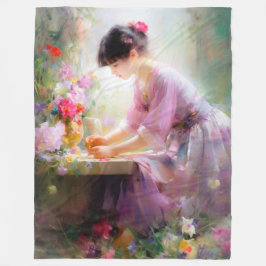 Cobertor De Velo Garota no Jardim Flor