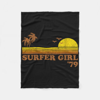 Cobertor De Velo Garota Surfista Vintage Praia de Surf Pôr do Sol R