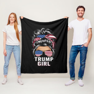 Cobertor De Velo Garota Trump Coque Desgrenhado Bandeira EUA Trump