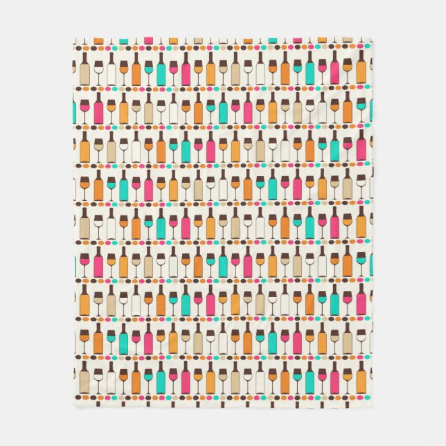 Cobertor De Velo Garrafas e vidros de vinho retros (Frente)