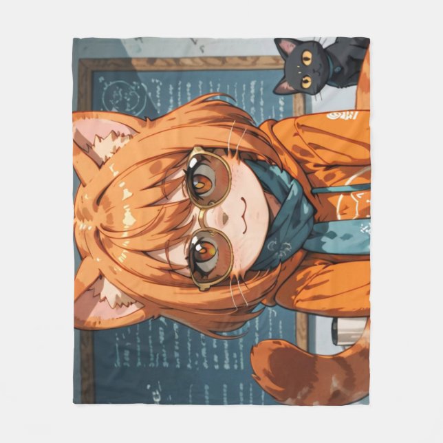 Cobertor De Velo Gata de Anime Fofa  (Frente)