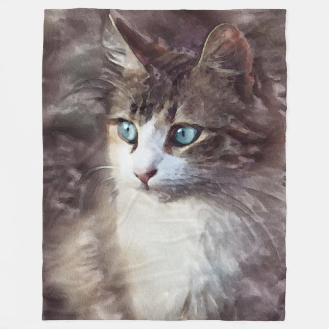 Cobertor De Velo Gatinho Aquarela (Frente)