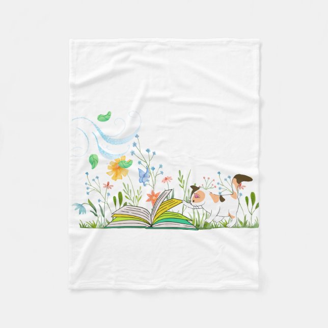 Cobertor De Velo Gatinho Bastante Lendo um Livro (Frente)