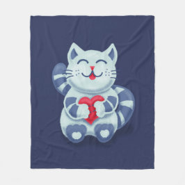 Cobertor De Velo Gatinho Com Coração Em Amor Gato Azul