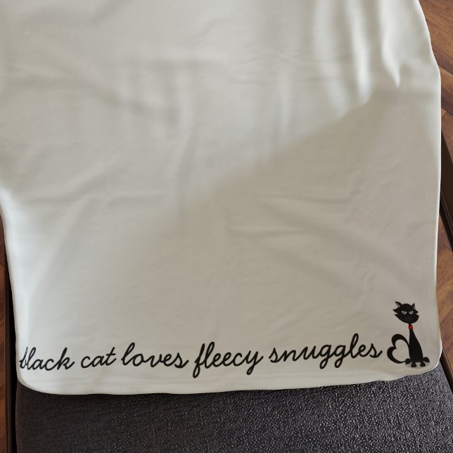 Cobertor De Velo Gatinho de Cartoon Gatinho de Gato Personalizado F (Black cats loves fleecy  snuggles and they'll love this blanket with their name on it (or yours))