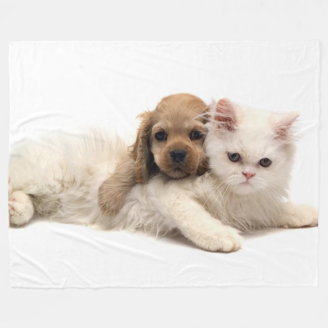 Cobertor De Velo Gatinho e Pup (Frente (Horizontal))