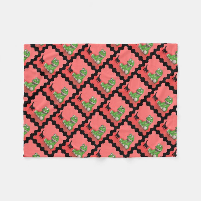 Cobertor De Velo Gatinho e sapo de pelúcia (Frente (Horizontal))