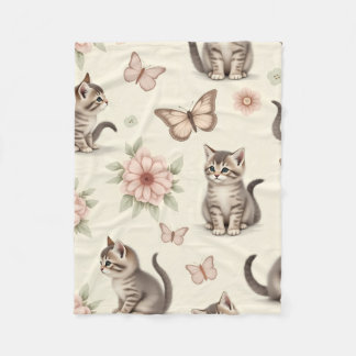 Cobertor De Velo Gatinho Fofo e Borboletas