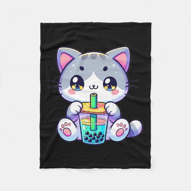 Cobertor De Velo Gatinho Gato de Chá Gato de Kawaii Bonito Animação (Frente)