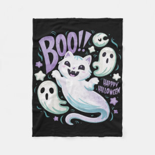 Cobertor De Velo Gatinho Ghost Ghost Boo Halloween