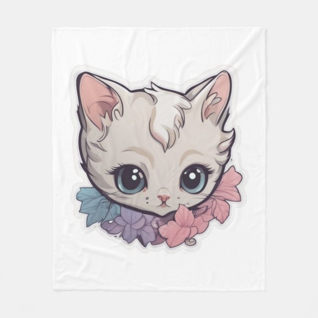 Cobertor De Velo Gatinho Kawaii Cute 1 (Frente)