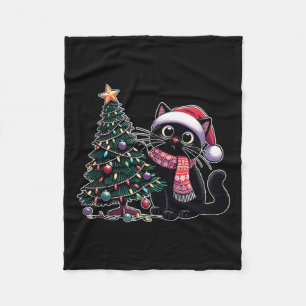 Cobertor De Velo Gatinho Preto Gato Gatinho Papai Noel Árvore De Na