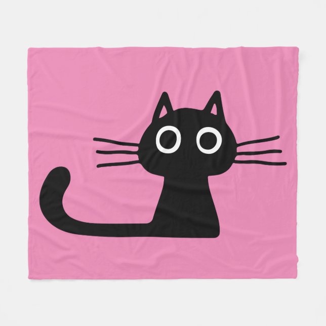 Cobertor De Velo Gatinho Preto Quirky Gatinho Puro Rosa (Frente (Horizontal))