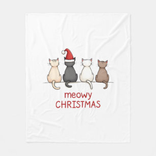 Cobertor De Velo Gatito Meowy Catmas Natal Feliz Gatinho Gatos Fofo