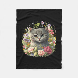 Cobertor De Velo Gato adorável png floral de gatinho fofo
