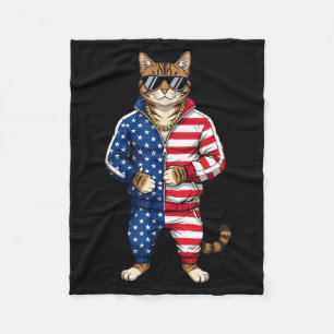 Cobertor De Velo Gato Americano Bandeira EUA 4 de Julho Patriótico