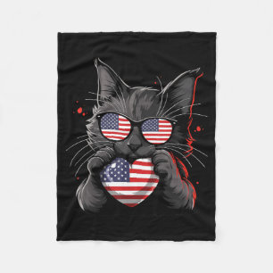 Cobertor De Velo Gato Americano Bandeira EUA Vermelho Branco Azul P