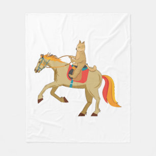 Cobertor De Velo Gato Andando Um Cavalo Castanho Engraçado Ideia Le
