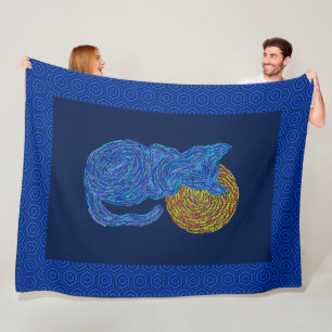 Cobertor De Velo Gato azul de Z e o gatinho felino do amante do